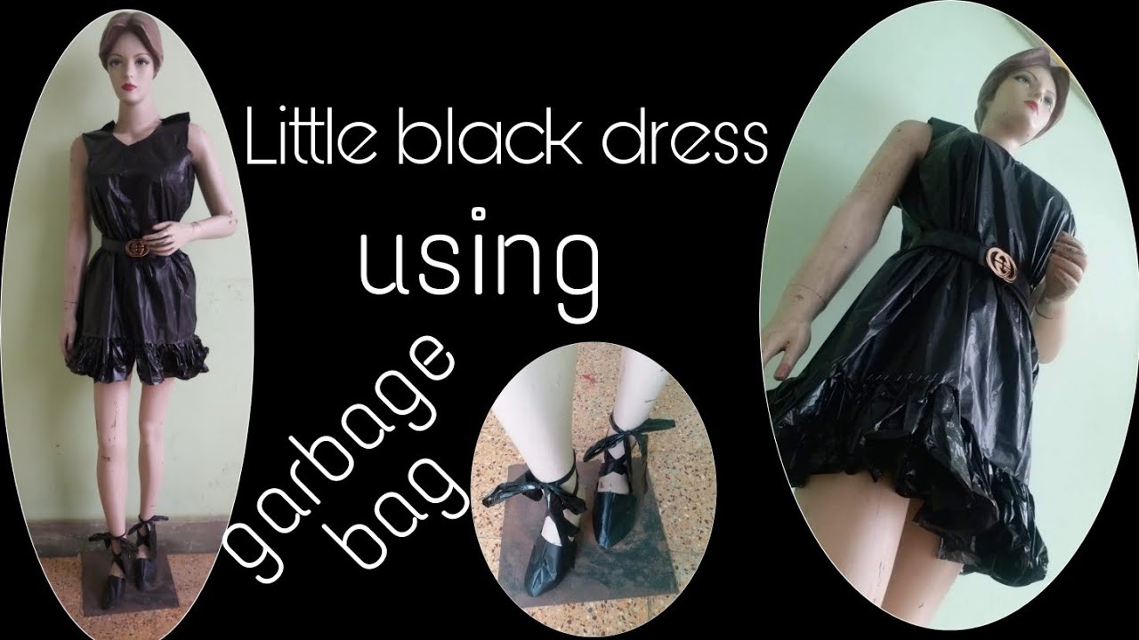 How to make nontextile garment trash bag dress#littleblackdress