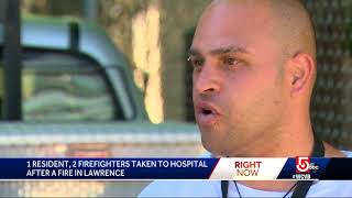 1 resident, 2 firefighters taken to hospital after Lawrence fire