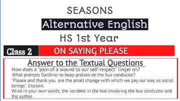 On Saying Please Questions and Answers | Class 2 | Alte. English | Class 11 #downloadpdf #subscribe