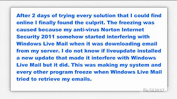 How to fix Windows Live Mail when it freezes