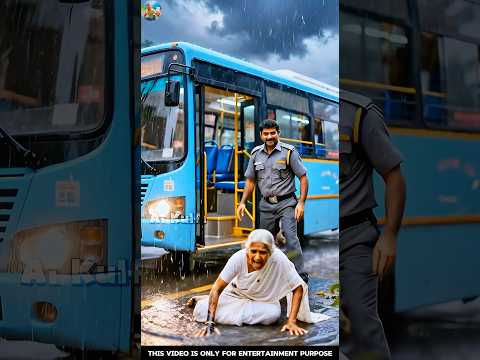 Bus Conductor throws out old grandma from the bus in rain 😭 #ai #grandma #save