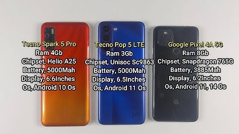 Google Pixel 4A 5G Vs Tecno Spark 5 Pro Vs Tecno Pop 5 LTE | Speed Test & Comparison
