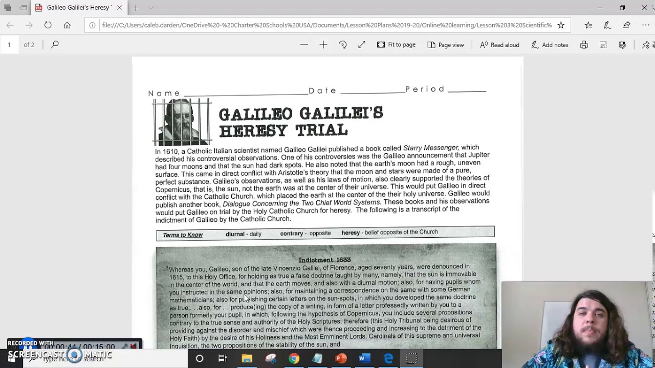 How to - Galileo Galilei's Heresy Trial