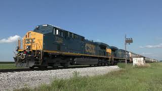 CSX empty grain train on the TP&W past ancient defect detector west of Reynolds.