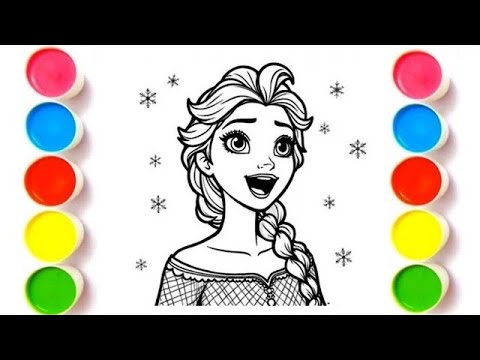 Como desenhar a Elsa de Frozen | Desenho e página para colorir da Princesa da Disney | Páginas pa...