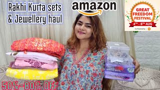 Amazon Rakhi Kurta sets & Jewellery haul | 80% Off | Amazon Great Freedom Sale | Amazon Kurti Haul