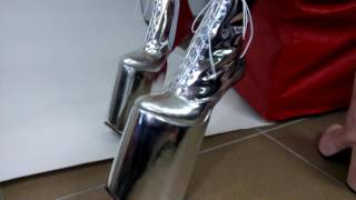 Pony Boots silver platform 20cm.NEW.Producer Bolingier Poland