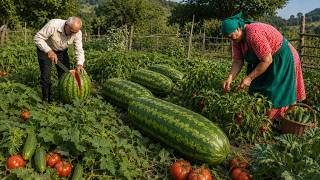Harvesting Organic Watermelon, Tomatoes & Cucumbers in Azerbaijan 🍅