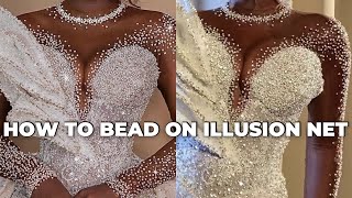 HOW TO BEAD ON ILLUSION NET | BEADING TUTORIAL FOR BEGINNERS AND EXPERTS | 5 beading patterns on net screenshot 4