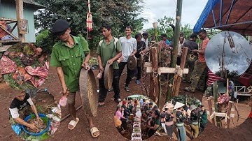 Lễ ăn thịt trâu của người Jrai Gia Lai tại Làng Kép Dap, xã Ia Phí.