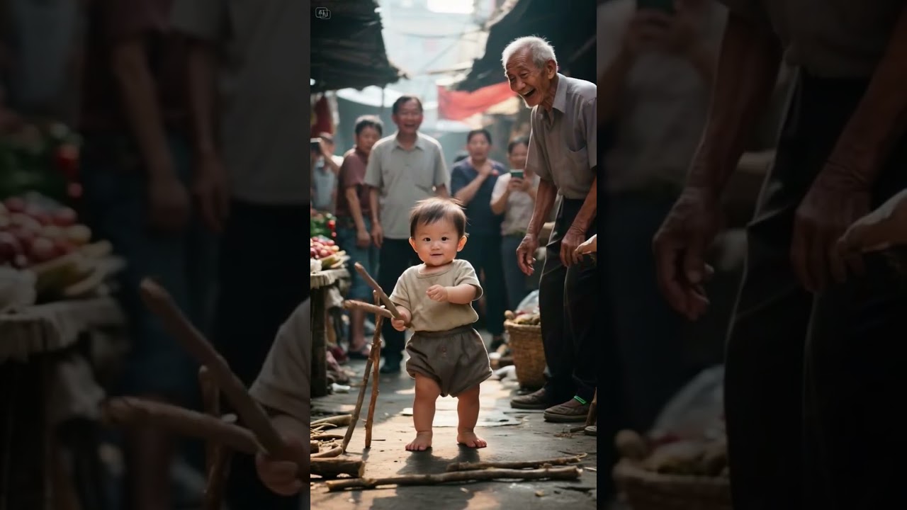 The child is playing with a stick 