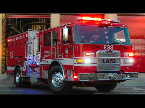 LAFD Engine 33 & Rescue 33 Responding