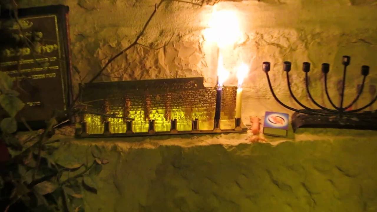 Many Hanukkah menorahs are lit around the Jewish Quarter Hanukkah at
