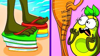 Long Legs VS Short Legs 🥑 SHORT vs TALL PEOPLE HACKS & AWKWARD SITUATIONS