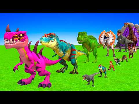 Paint Animals Dinosaur T Rex Herbivores and Carnivores Dinosaurs Fountain Crossing Animal Cartoon