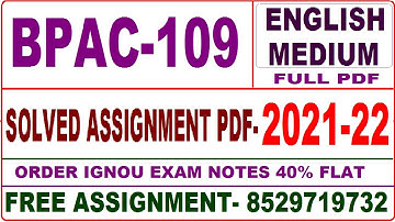 bpac-109 solved assignment 2021-22 / bpac 109 solved assignment in English / ignou bpac 109