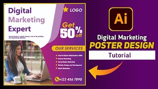 Digital Marketing Poster Design in Adobe Illustrator part 1 | Social Media Post Design tutorial