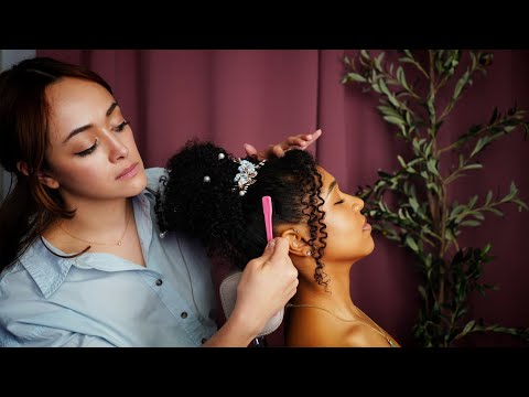 ASMR Perfectionist Stylist: Damsel Curly Hair Up-Do, Fixing, Accessories & Final Touches Soft Spoken