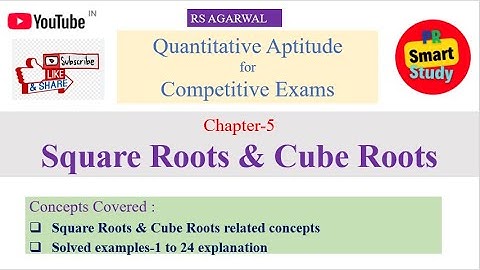 Quantitative Aptitude by RS Agarwal | Chapter 5 | Square Roots & Cube Roots | Full Course- 2025 |