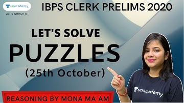 Clear IBPS Clerk in 50 Days (25th October) - Lets Solve Puzzles With Timer by Mona Choudhary