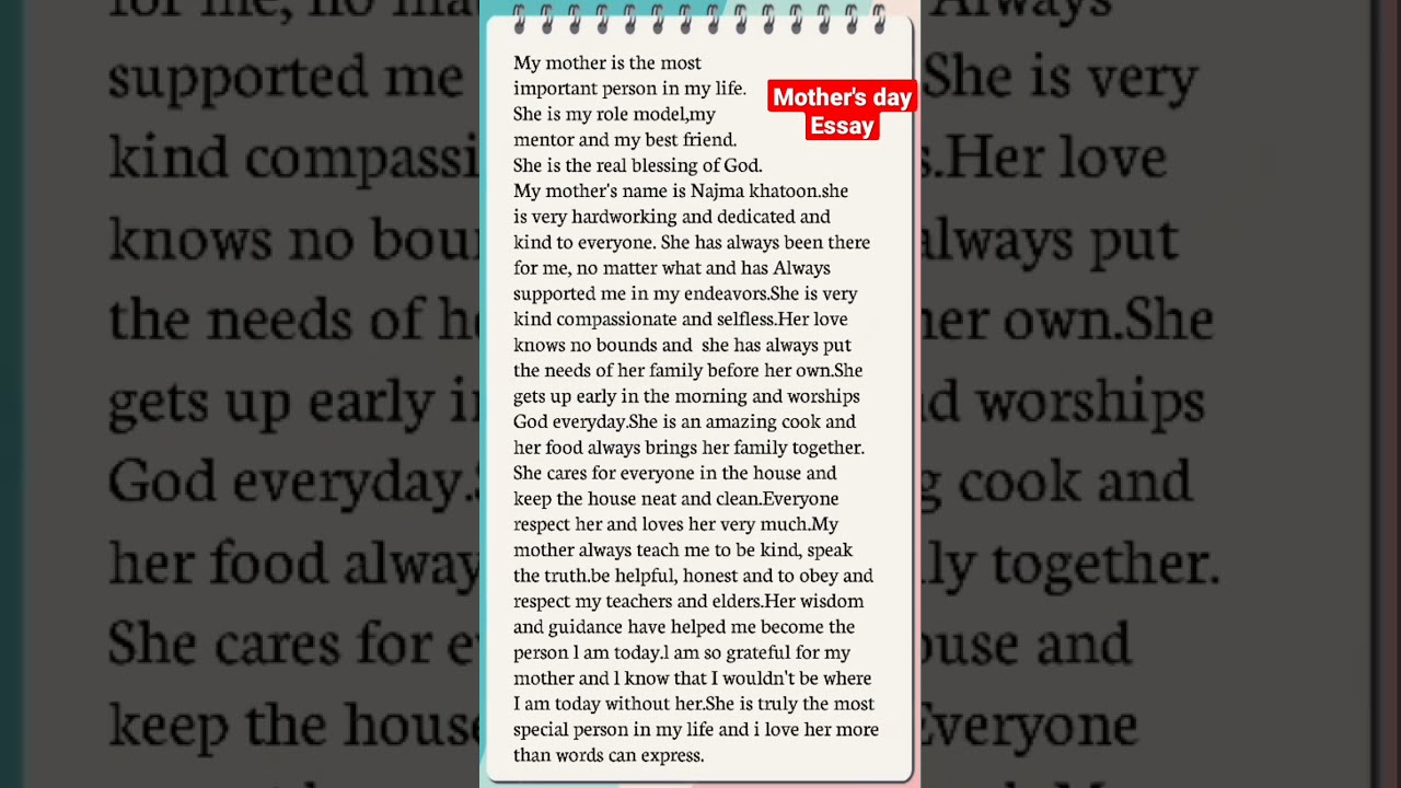 Essay On My Mother In English MyMother MotherEssay Writing Shorts