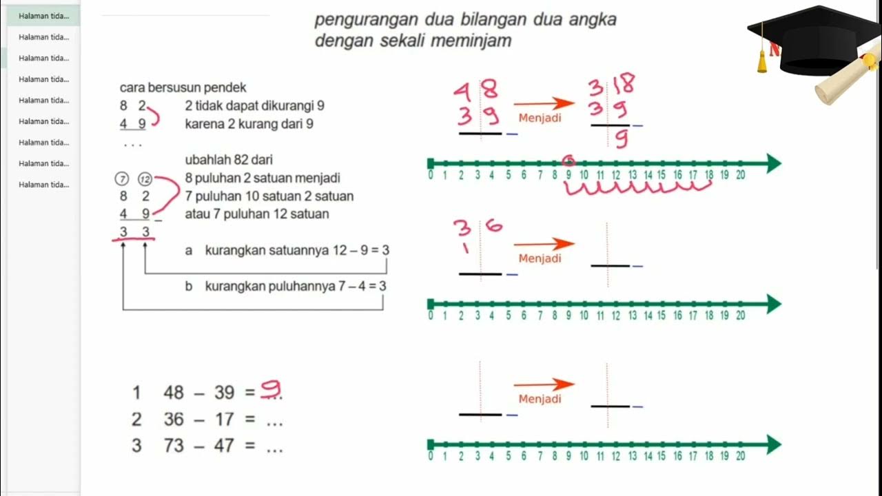 8 Pengurangan 2 angka puluhan dengan meminjam - YouTube