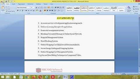 APPLICATION PROJECT TITLE LIST 2020-2021
