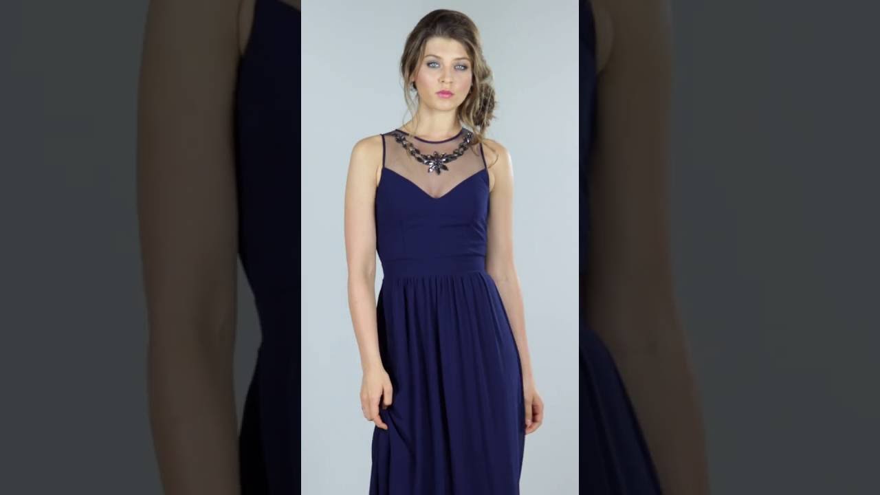 Studio - Little Mistress Embellished Neckline Maxi Dress