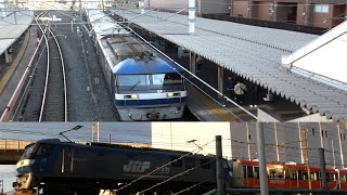 【#ef210 in#学研都市線 】#伊予鉄道 向け#新型車両 #7000系 の#甲種輸送 #jr貨物 #ef210100番台 牽引＠徳庵駅&放出駅&北方貨物線にて