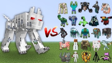 Mutant Skeleton Wolf vs All Mutant Mobs in Minecraft Mob Battle
