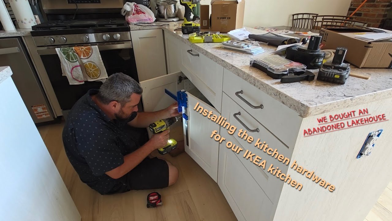 Installing the hardware on our IKEA kitchen!! - YouTube