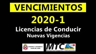 01 | VENCIMIENTOS LICENCIAS DE CONDUCIR AGOSTO 2020 | Prórrogas | Revalidación | MTC Touring Perú