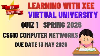 CS610 Computer Networks Quiz No 1 Spring 2026 Virtual University of Pakistan