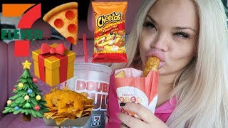 7 ELEVEN CHRISTMAS EVE EATING SHOW IN MY CAR!!! HOLIDAY GAS STATION FOOD MUKBANG