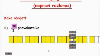 Razlomci - osnove - 03 (Značenje razlomka) - Bojenje dijela lika zadanog NEPRAVIM razlomkom