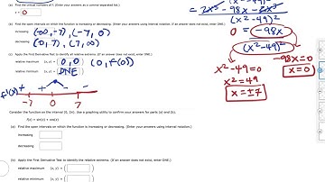 Find the intervals of increasing/decreasing, relative extrema (part 2)