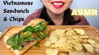 ASMR SIMPLE HOMEMADE VIETNAMESE SANDWICH W/ SUPER CRUNCHY ROASTED GARLIC LATTICE KETTLE CHIP banhmi