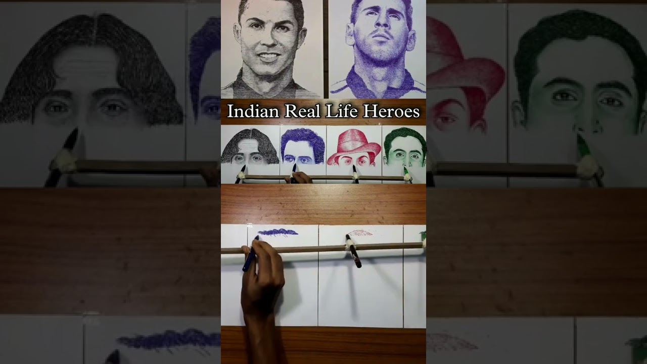 American drawing artist Open Challenge to indian artist | Man Drawing 4 images in same time | 