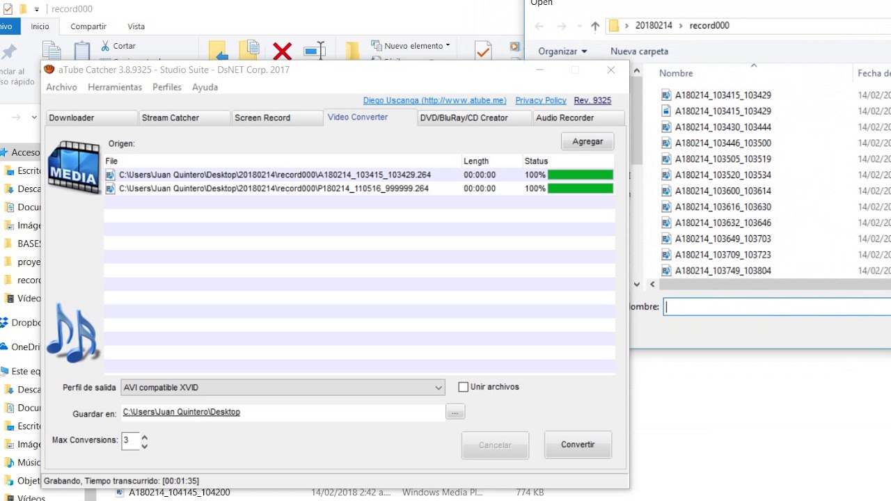 tutorial como convertir formato H264 a avi YouTube