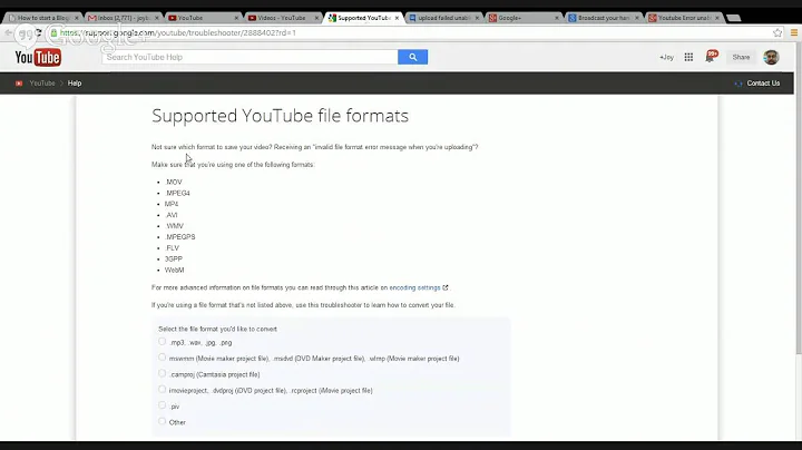 Youtube Error unable to convert video file