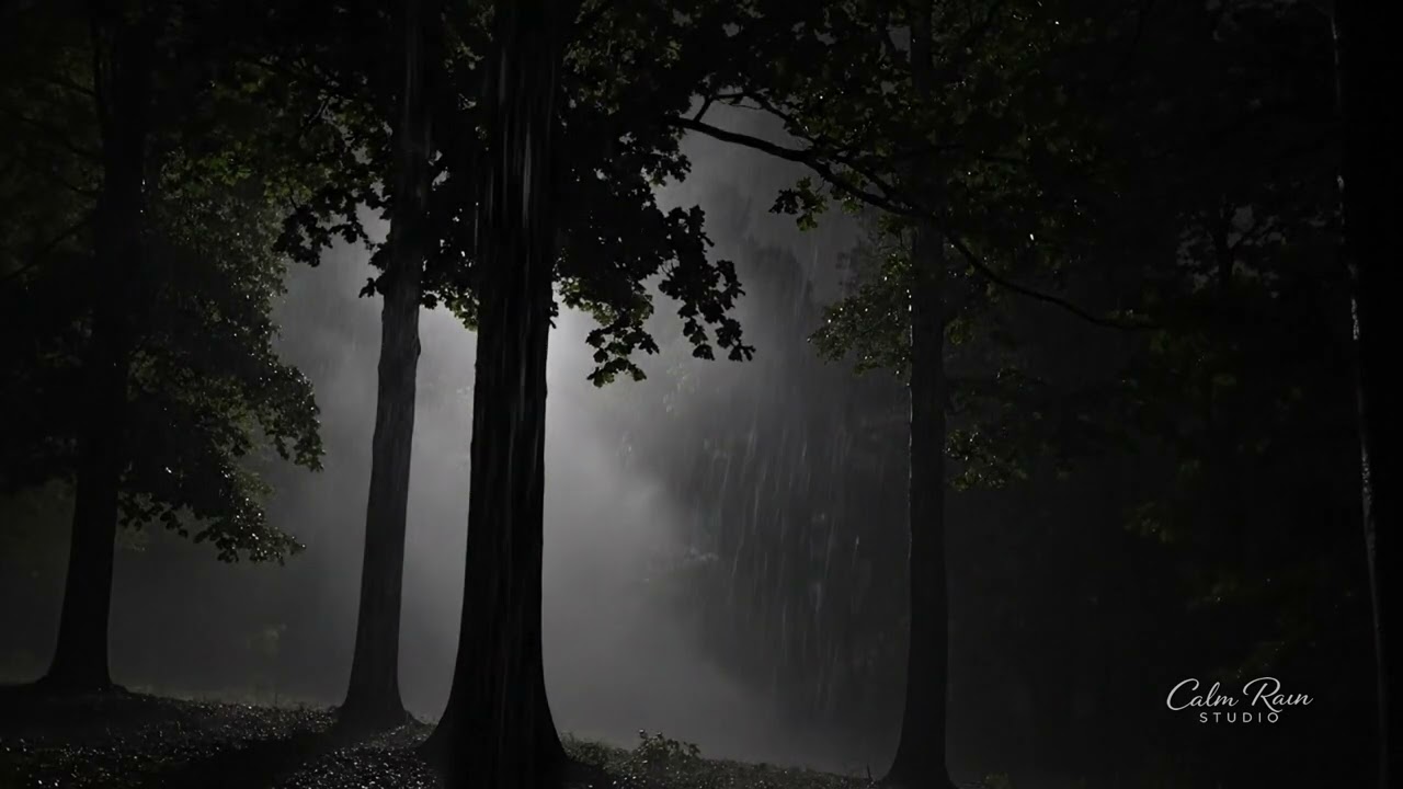 4 Hours of Heavy Rain & Thunder in the Dark Forest – Extreme Storm Sounds for Deep Sleep & Focus