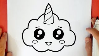 COMO DIBUJAR UNA NUBE UNICORNIO KAWAII