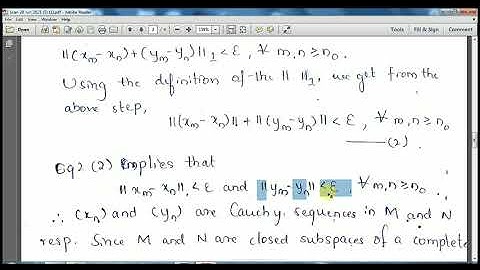 M Sc-2/Functional Analysis/Direct Sum Of Subspaces/Class-7