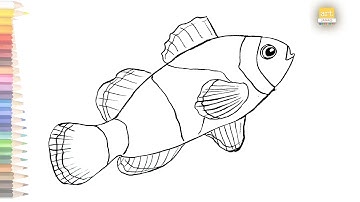 Clownfish outline drawing / How to draw Clownfish drawing for kids / #artjanag