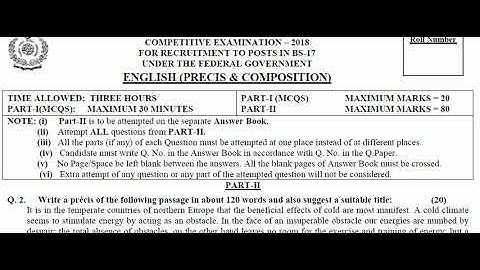 CSS precis and composition paper solved 2018