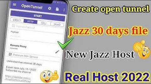 How to create opent tunnel file and Jazz host #opentunnelnewfile #jazzfreeinternet #opentunel #vpn