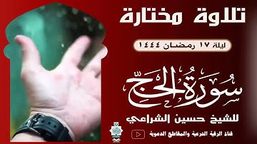تلاوة خاشعة من صلاة التراويح ليلة  17 رمضان 1444 - سورة الحج - الشيخ حسين الشراعي #دار_الحديث #ترند