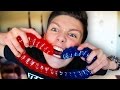 EATING THE WORLD&#39;S LARGEST GUMMY WORM! (97% will FAIL at this Challenge!)
