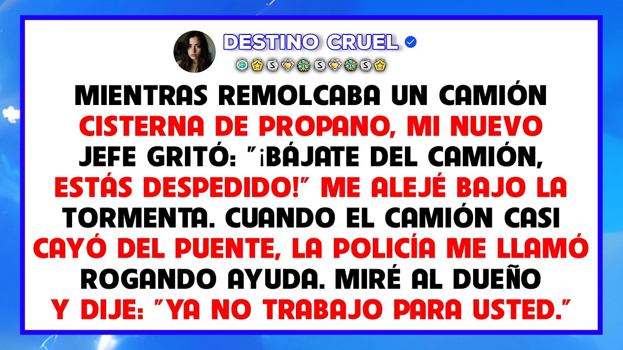 Mi jefe me despidió remolcando un camión cisterna de propano,  cayó del puente y me negué