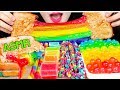 ASMR RAINBOW TOAST, POPPING BOBA, CRYSTAL JELLY 무지개 토스트, 팝핑보바, 보석젤리 먹방 EATING SOUNDS